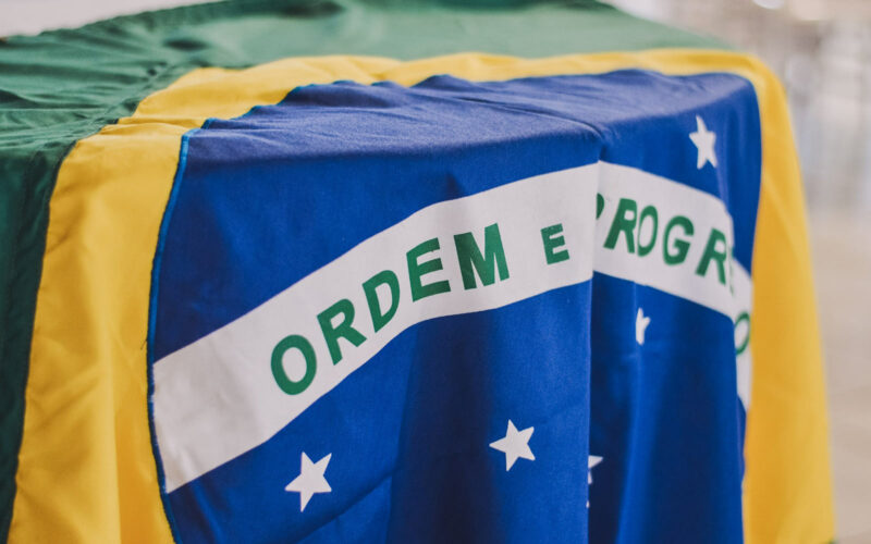 Brasilian flag on a chair